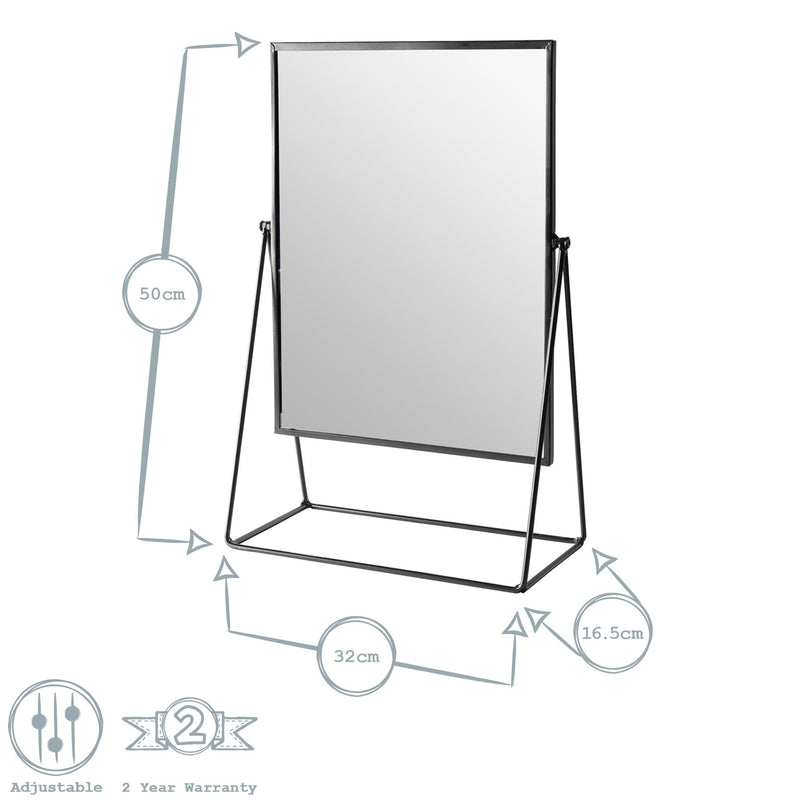 Harbour Housewares Dressing Table Vanity Mirror - 32cm - Black