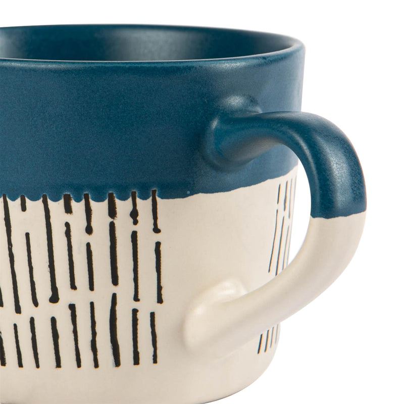 Nicola Spring Ceramic Dipped Dash Coffee Mug - 450ml - Blue