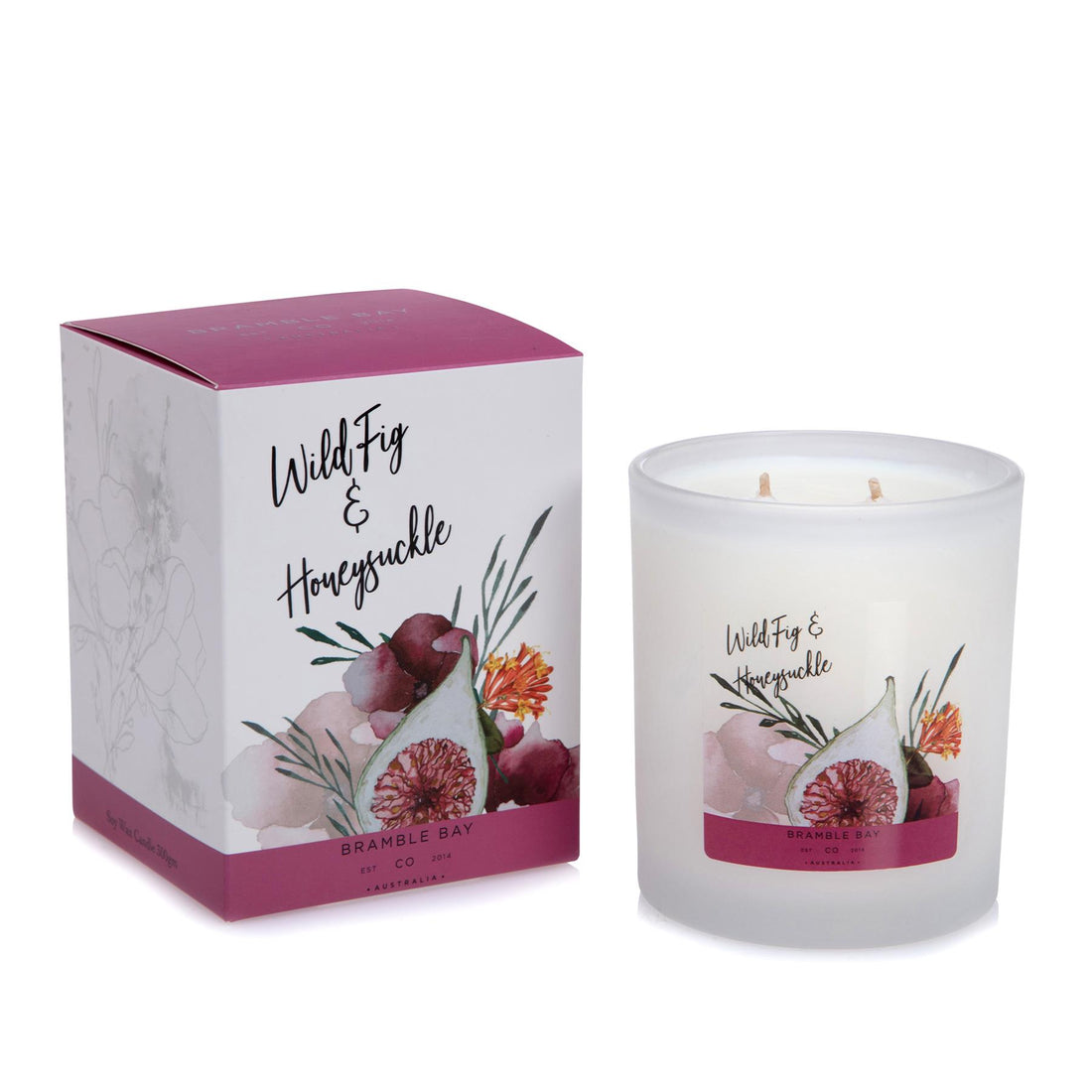 300g Wild Fig &amp; Honeysuckle Bath &amp; Body Soy Wax Scented Candle - By Bramble Bay