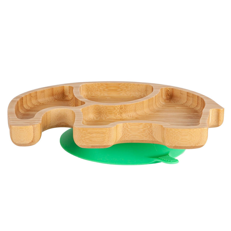 Tiny Dining Children's Bamboo Elephant Plate, Bowl and Spoon with Suction Cups - Green