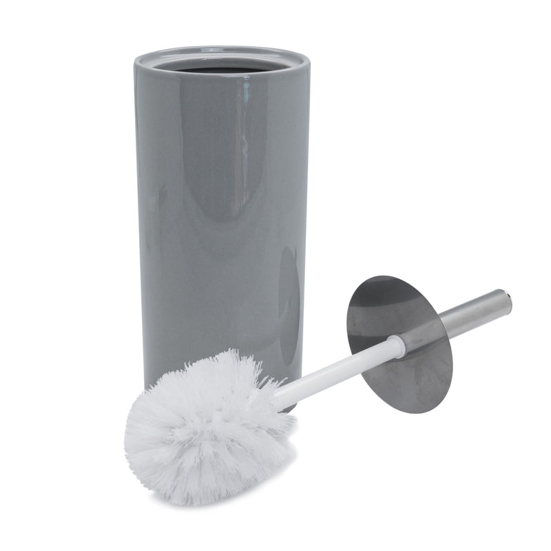 Harbour Housewares Ceramic Toilet Brush & Holder Set - Grey