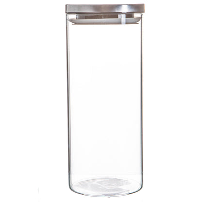 Glass Storage Jar with Metal Lid - 1.5 Litre - Silver