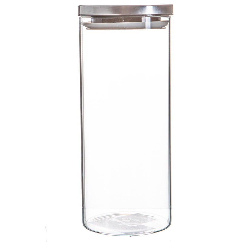 Argon Tableware Glass Storage Jar with Metal Lid - 1.5 Litre - Silver