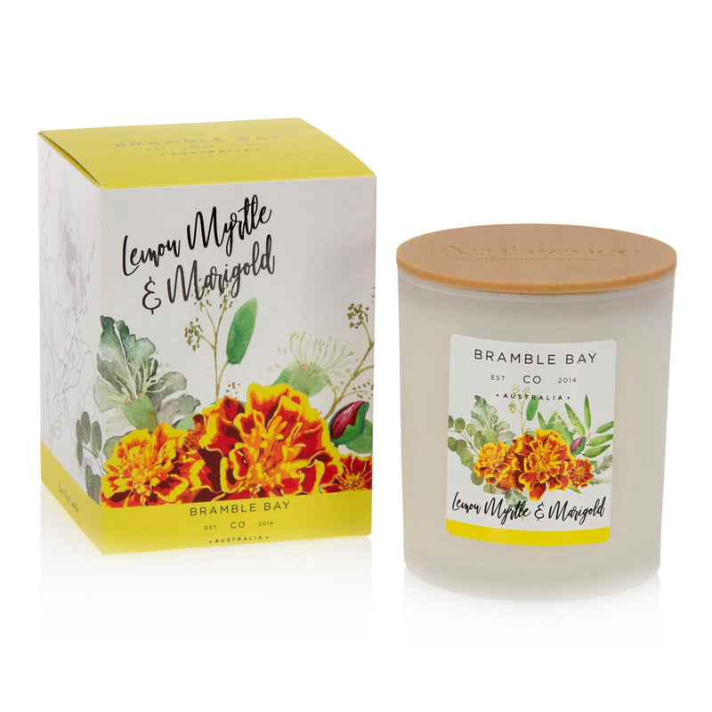 300g Lemon Myrtle & Marigold Bath & Body Soy Wax Scented Candle - By Bramble Bay