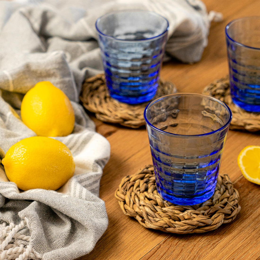 Duralex Prisme Glass Drinking Tumbler - Blue - 220ml