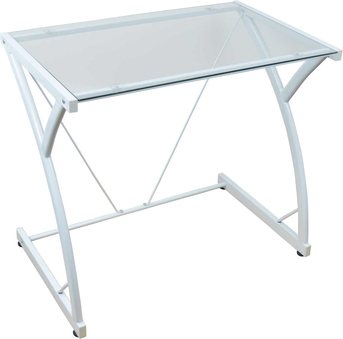 Harbour Housewares Classic Glass Computer Desk - White