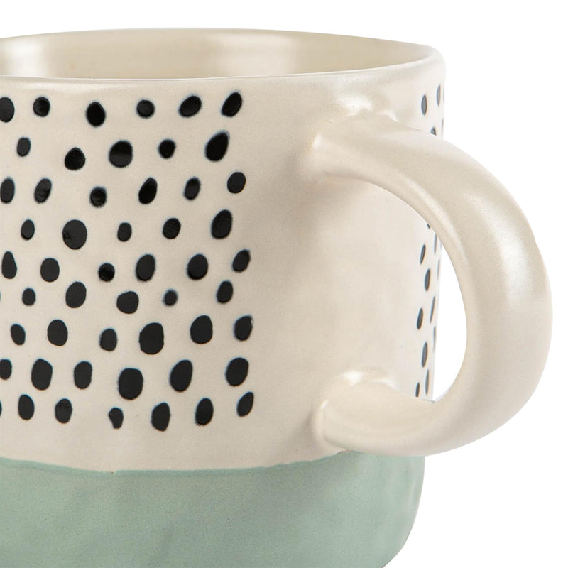 Nicola Spring Ceramic Dipped Dots Coffee Mug - 385ml - Blue