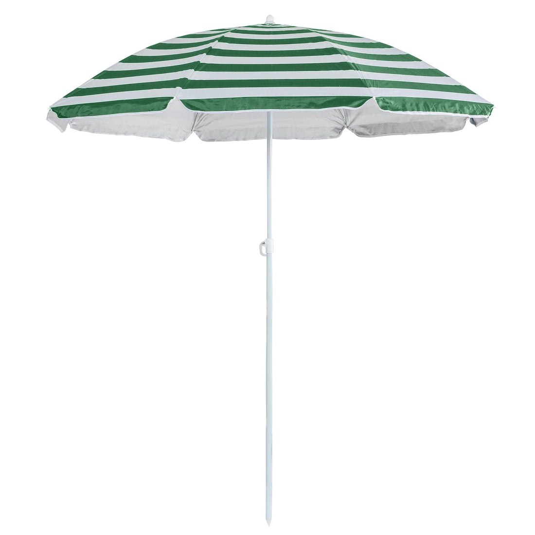 Green Stripe 1.8m Metal Beach Parasol - By Harbour Housewares