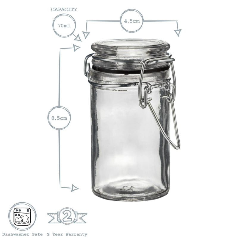 Argon Tableware Glass Storage Jar - 70ml - Black Seal