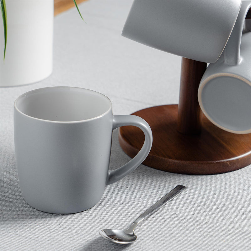 Argon Tableware Contemporary Coffee Mug - Grey Matt - 350ml on Dining Table