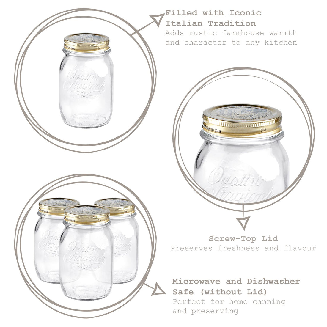 Quattro Stagioni Glass Storage Jar - 500ml