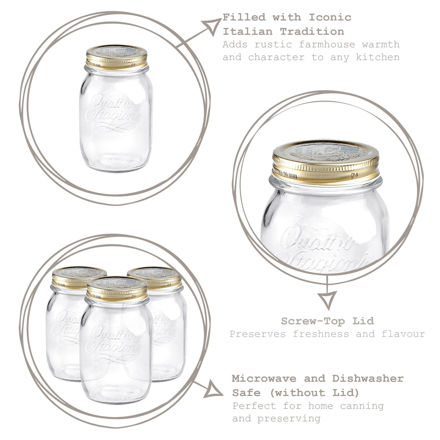 Quattro Stagioni Glass Storage Jar - 500ml