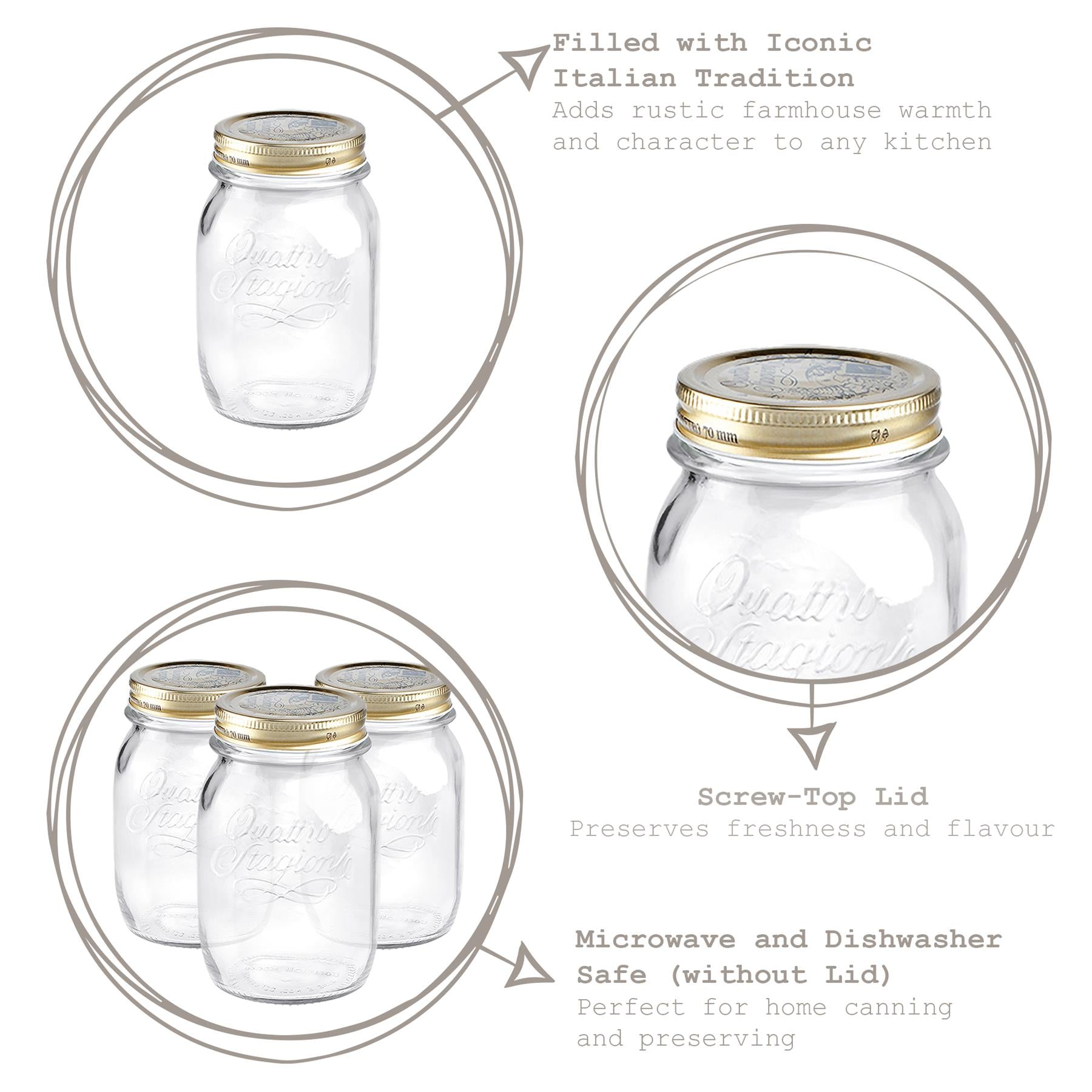 Quattro Stagioni Glass Storage Jar - 500ml