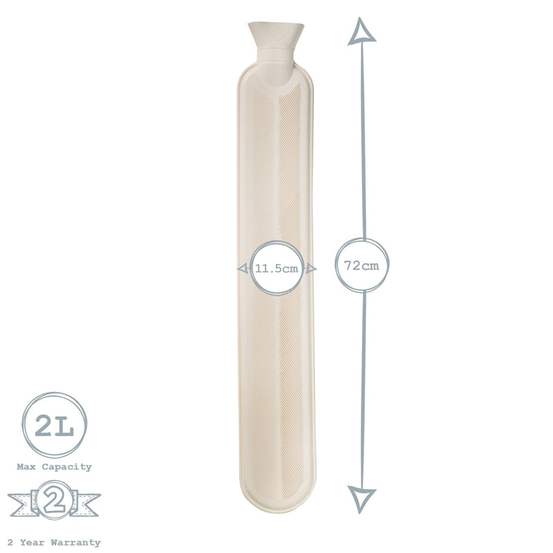 Nicola Spring Long Hot Water Bottle - 2 Litres - Cream