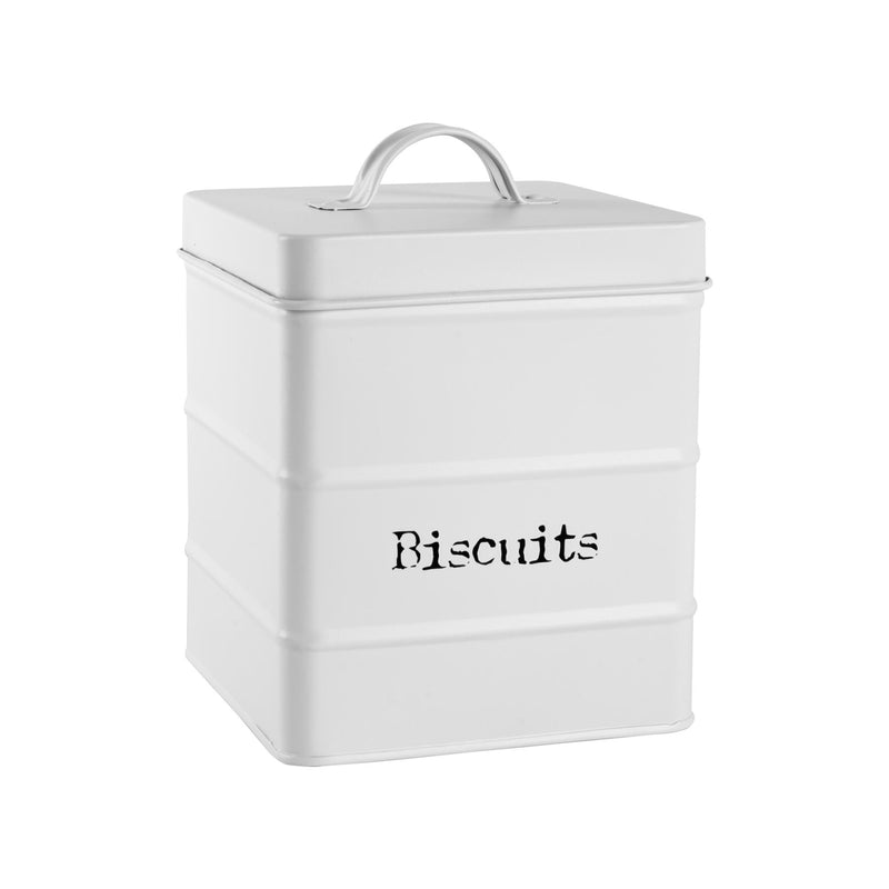 Harbour Housewares Vintage Biscuit Storage Canister - Matte White