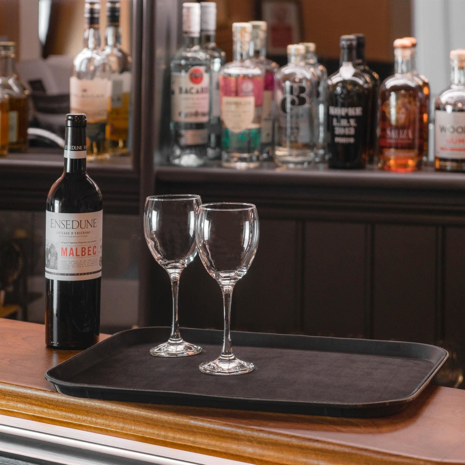 Black 66cm x 45.5cm Rectangle Non-Slip Serving Tray
