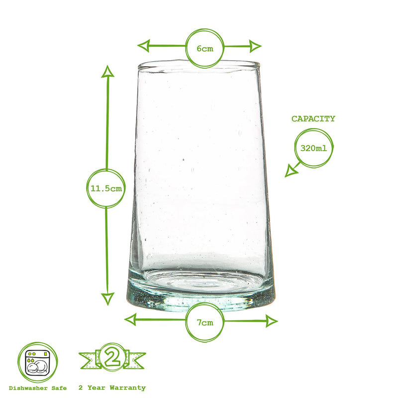 Nicola Spring Merzouga Recycled Highball Glass - 320ml - Clear