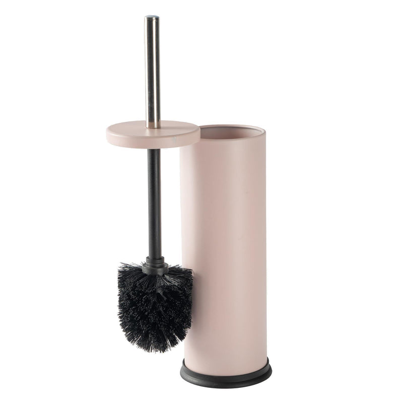 Harbour Housewares Steel Bathroom Toilet Brush & Holder - Pink Matt