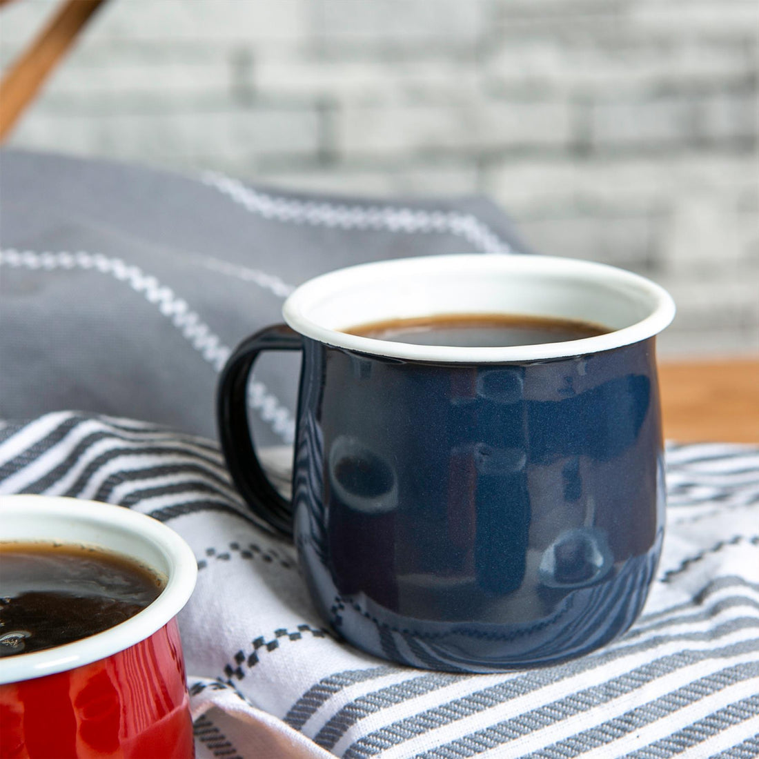 Coloured Enamel Belly Mug - 375ml - Navy