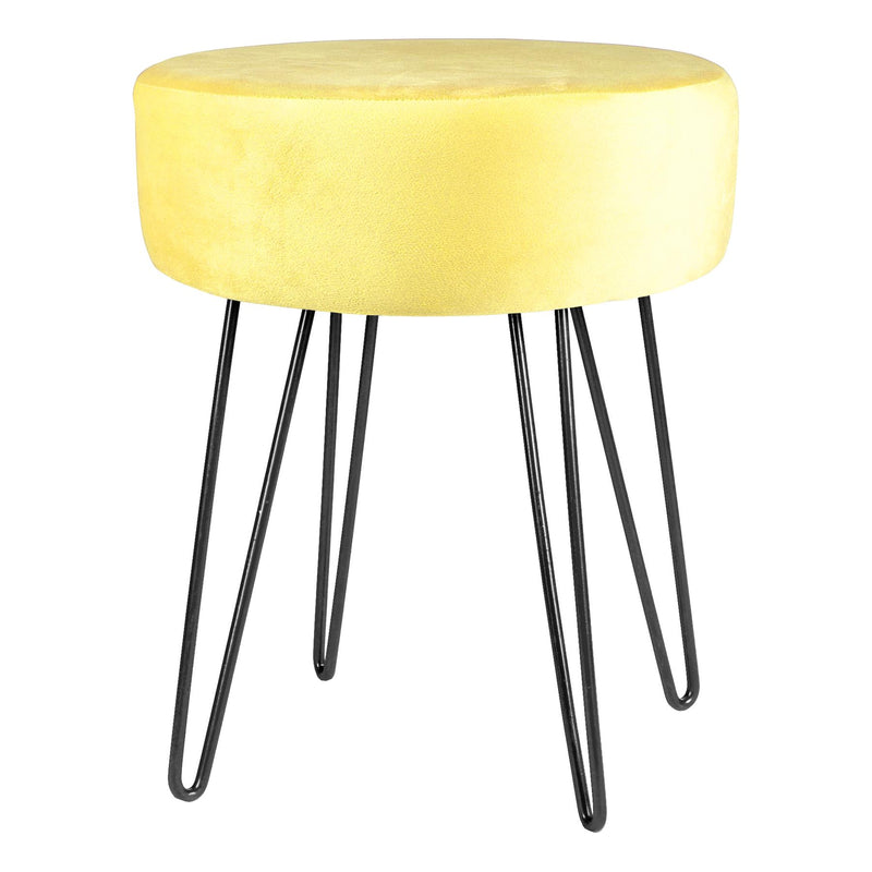 Yellow H40 x D35cm Round Velvet Footstool - By Harbour Housewares