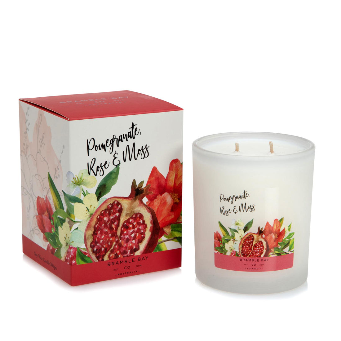 300g Pomegranate, Rose &amp; Moss Bath &amp; Body Soy Wax Scented Candle - By Bramble Bay