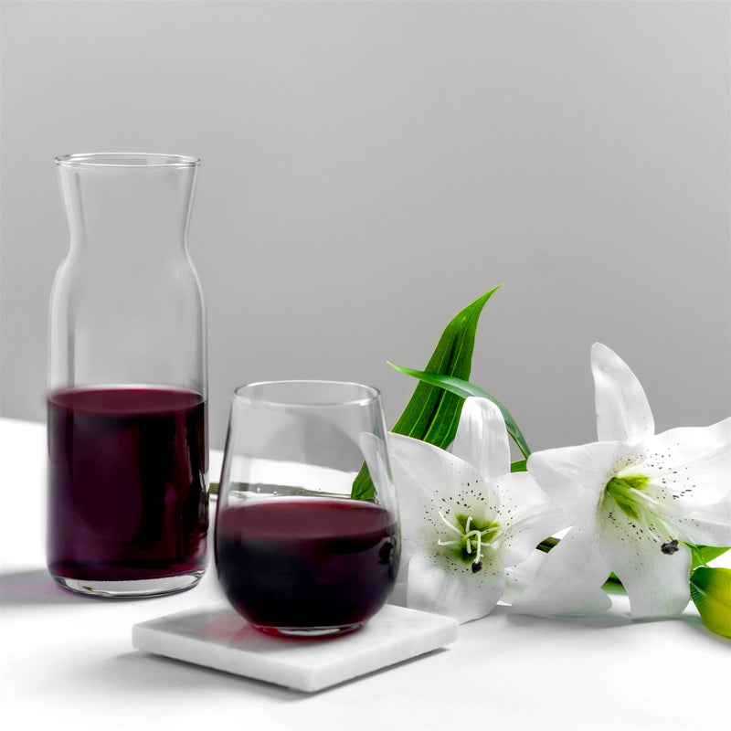 Argon Tableware 6pc Corto Stemless Wine Glasses Set 360ml Dining Table with Brocca Carafe
