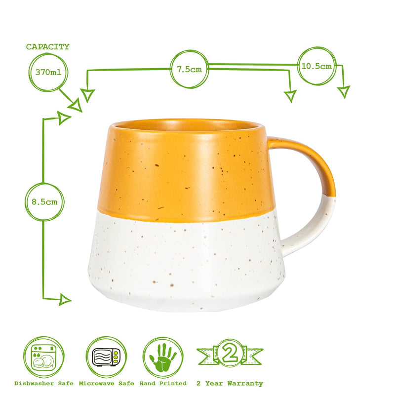 Nicola Spring Ceramic Dipped Flecked Belly Coffee Mug - 370ml - Mustard