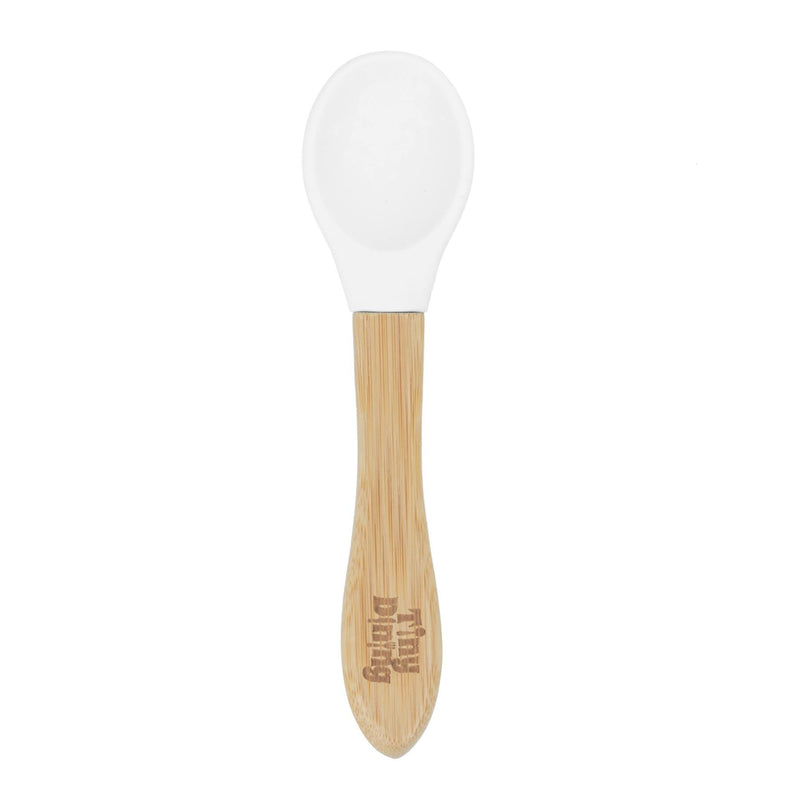 Tiny Dining Children's Bamboo Spoon - Silicone Tip - White