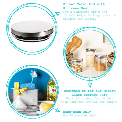 Metal Storage Jar Lid - 10cm - Silver