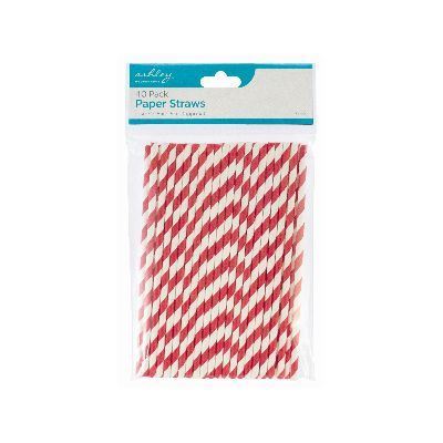 Red Stripe 19.5cm Paper Straws - Pack of 40 - By Ashley