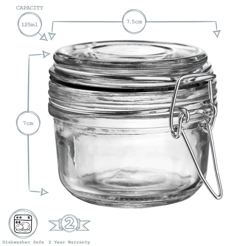Argon Tableware Glass Storage Jar - 125ml - Black Seal