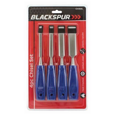 4pc Blue Carbon Steel Chisel Set - By Blackspur