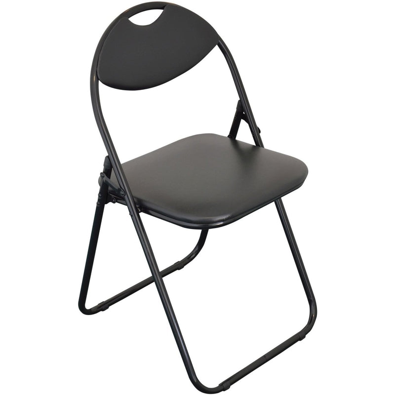 Harbour Housewares Padded Folding Chair - Black Seat and Frame
