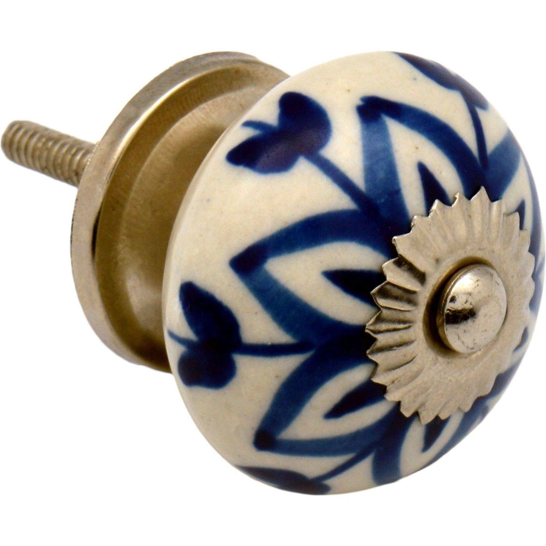 Nicola Spring Floral Ceramic Door Knob and Handle - Dark Blue Flower