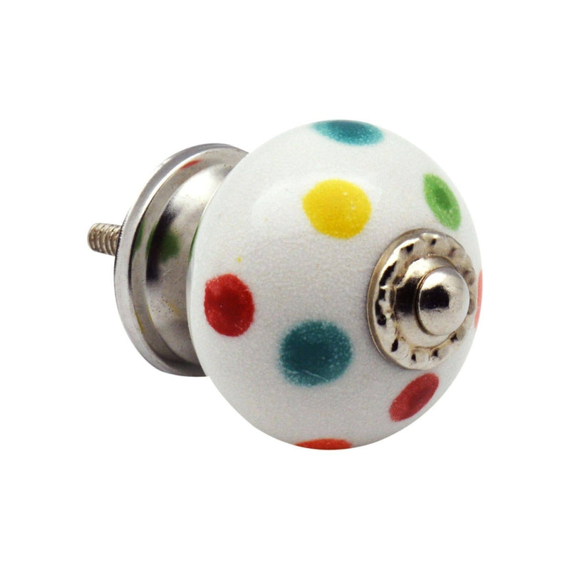 Nicola Spring Ceramic Polka Dot Door Knob and Handle - Multicoloured