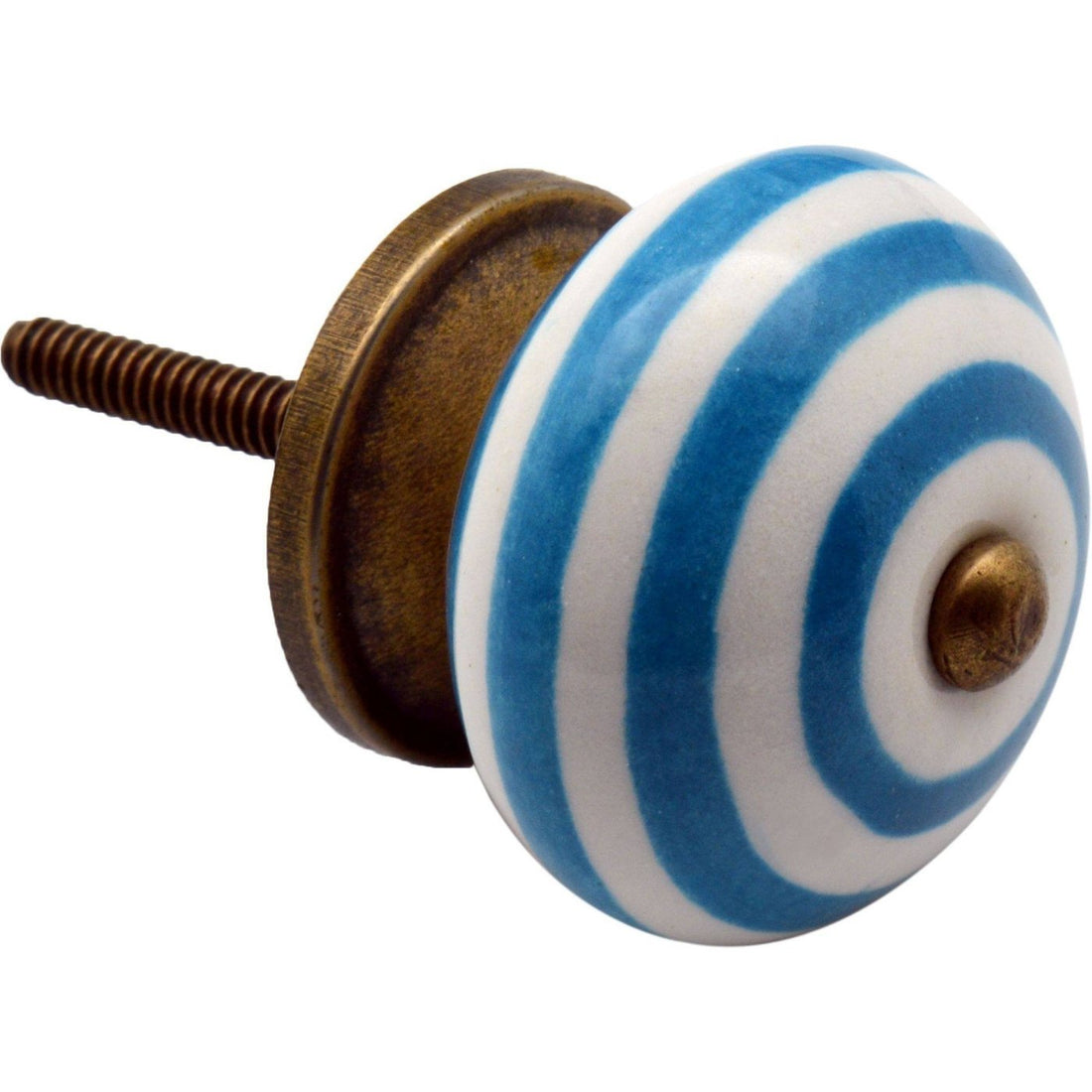 Nicola Spring Ceramic Stripe Door Knob and Handle - Light Blue