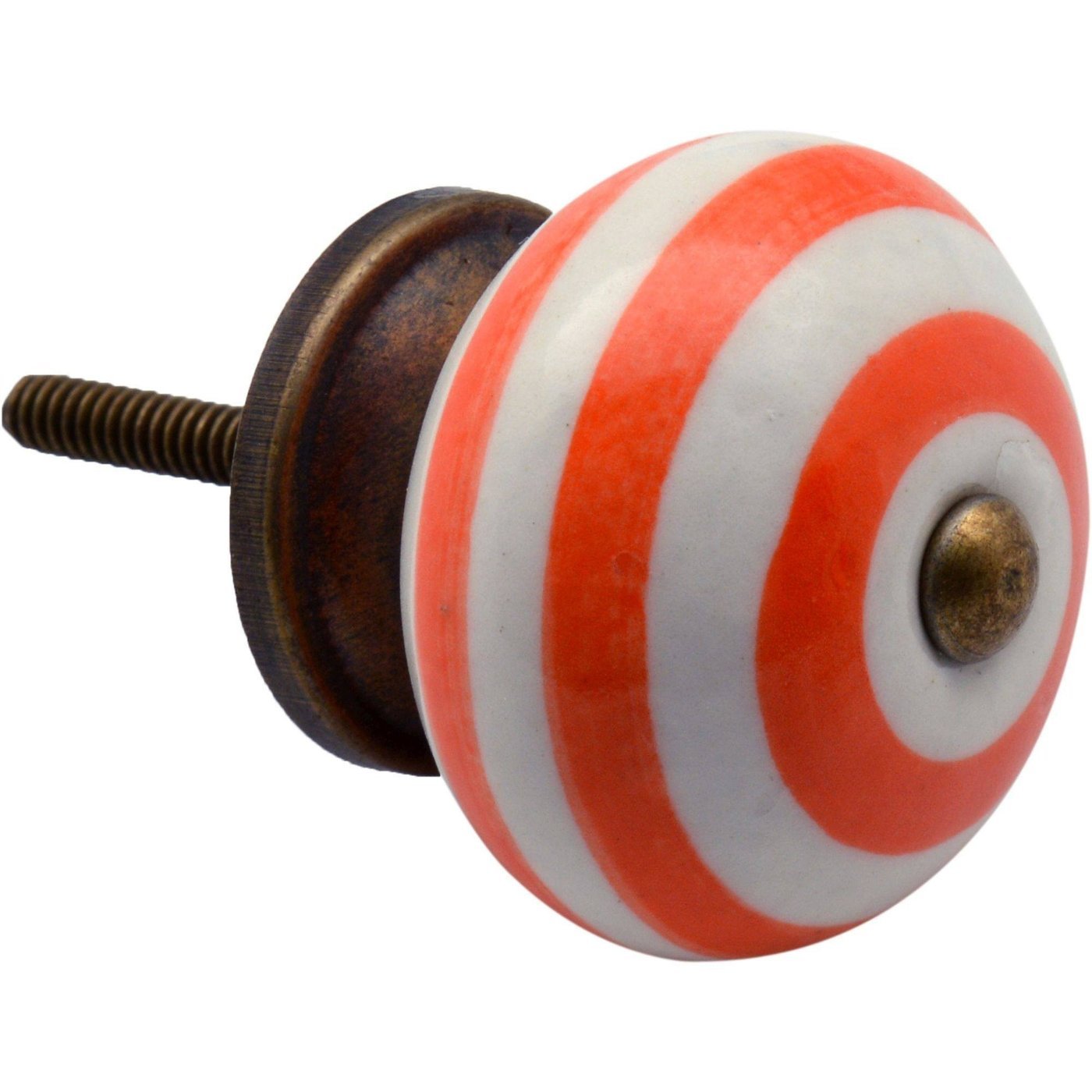 Nicola Spring Ceramic Stripe Door Knob and Handle - Orange