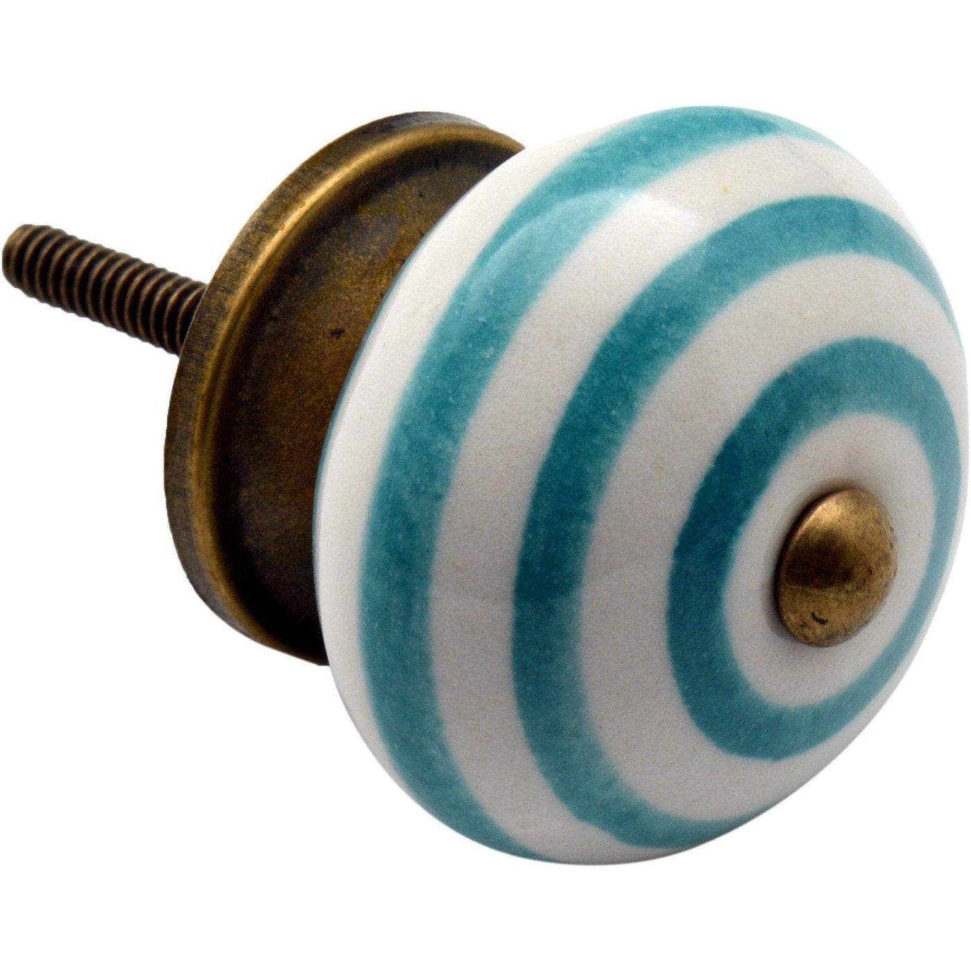 Nicola Spring Ceramic Stripe Door Knob and Handle - Turquoise