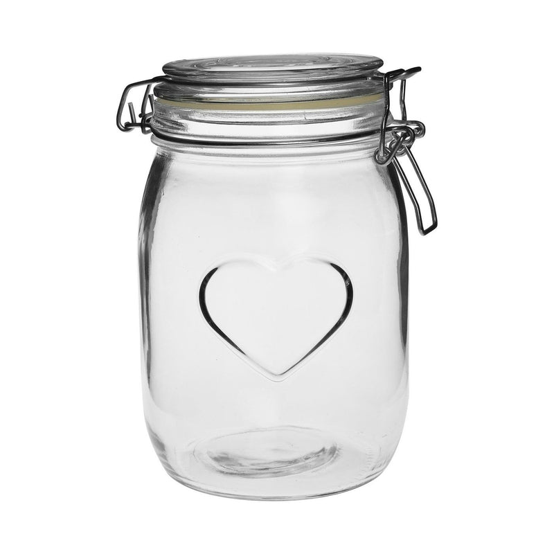 Nicola Spring Heart Glass Storage Jar - 1000ml