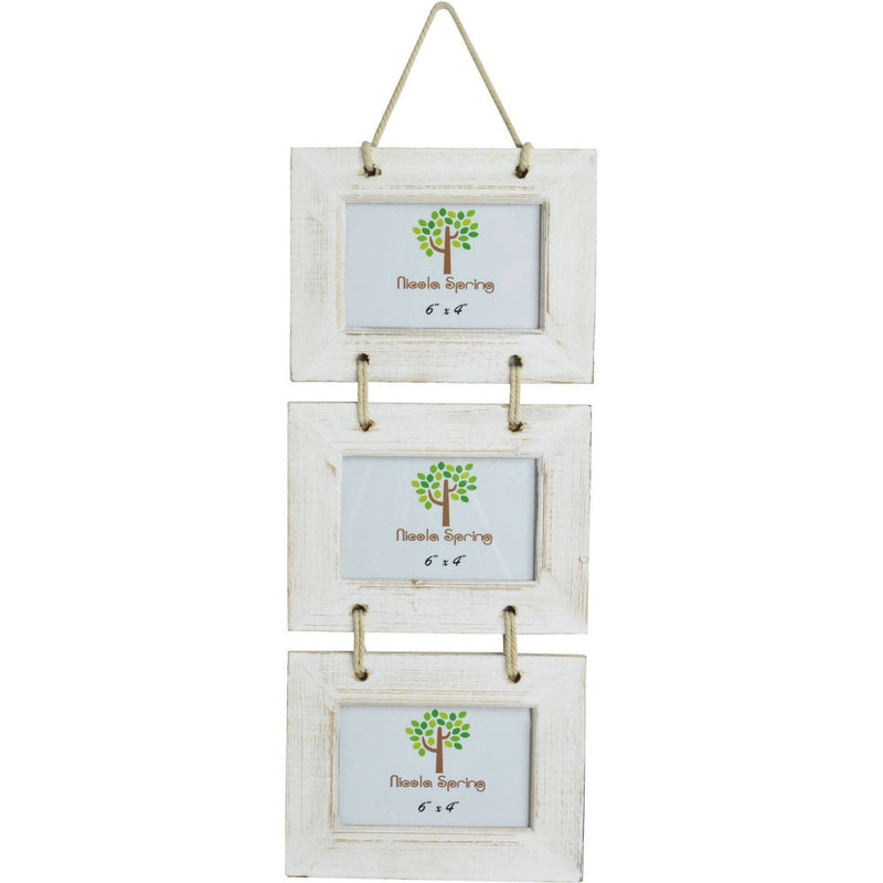 Nicola Spring Triple Picture Wooden Hanging Frame - 6x4 - White